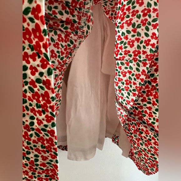 New! Trovata Birds of Paradis Camilla Dress Carmine Ditsy Mini Floral Red Green - Picture 11 of 15